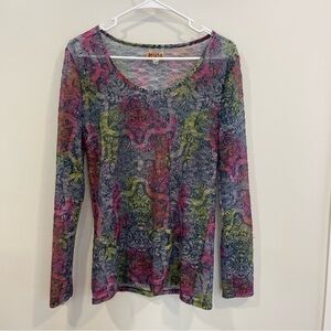 Mudd Y2K XL Early 2000s Mesh Multicolor Top Fairy Whimsical